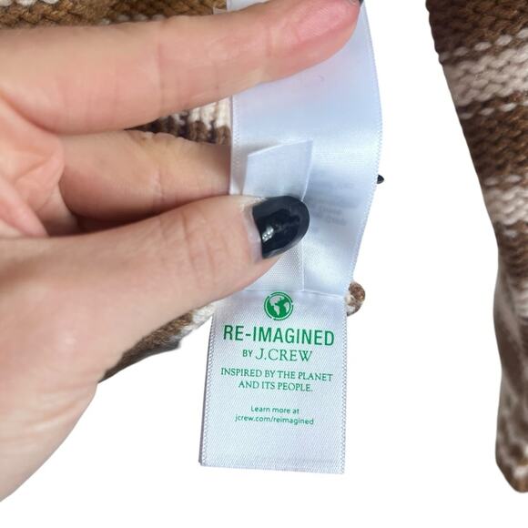 J.Crew Stripped Knit Mock Neck Pullover Sweater Jewel Luxury Caramel Natural XS - Picture 11 of 12